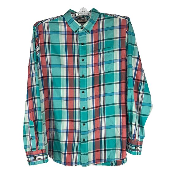 Old Navy Mens Slim Fit Plaid Button Down Shirt Long Sleeve Size XXL Red Green - Picture 1 of 3